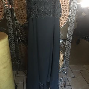 Formal black dress w/lace upper